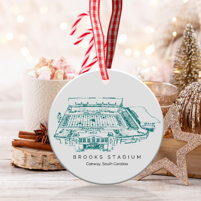 Brooks Stadium College Football Ceramic Christmas Ornament