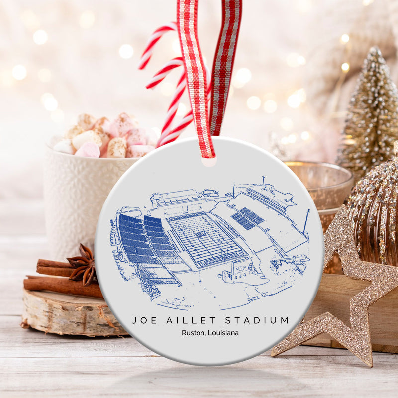 Joe Aillet Stadium College Football Ceramic Christmas Ornament