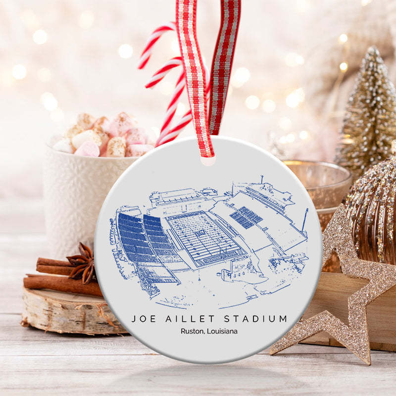 Joe Aillet Stadium College Football Ceramic Christmas Ornament