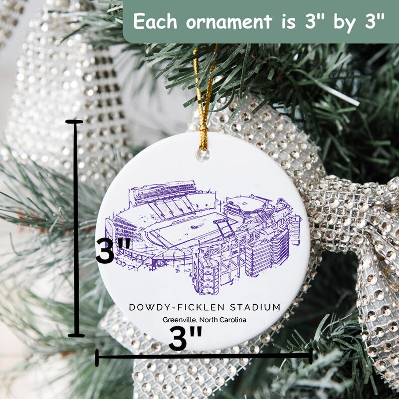 Dowdy–Ficklen Stadium College Football Ceramic Christmas Ornament