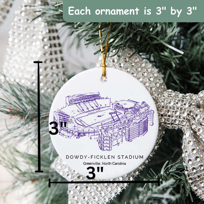 Dowdy–Ficklen Stadium College Football Ceramic Christmas Ornament