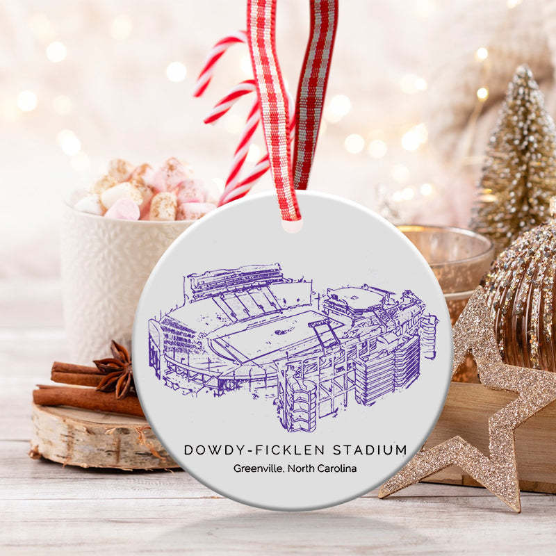 Dowdy–Ficklen Stadium College Football Ceramic Christmas Ornament
