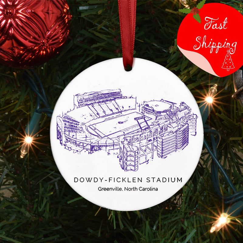 Dowdy–Ficklen Stadium College Football Ceramic Christmas Ornament