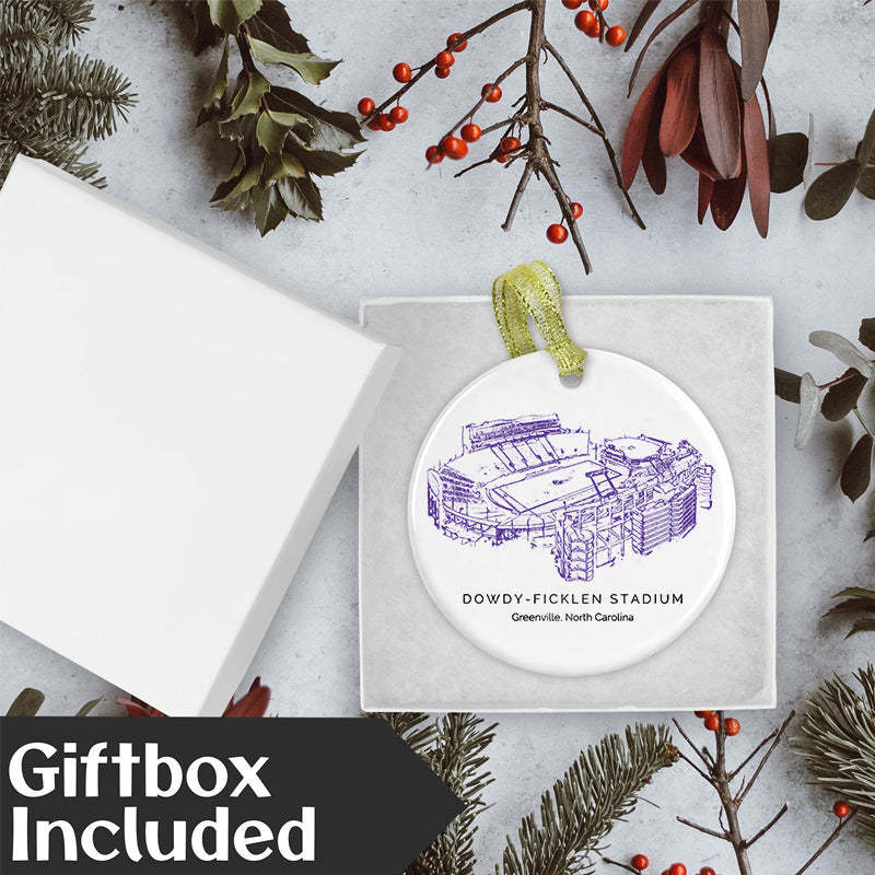 Dowdy–Ficklen Stadium College Football Ceramic Christmas Ornament