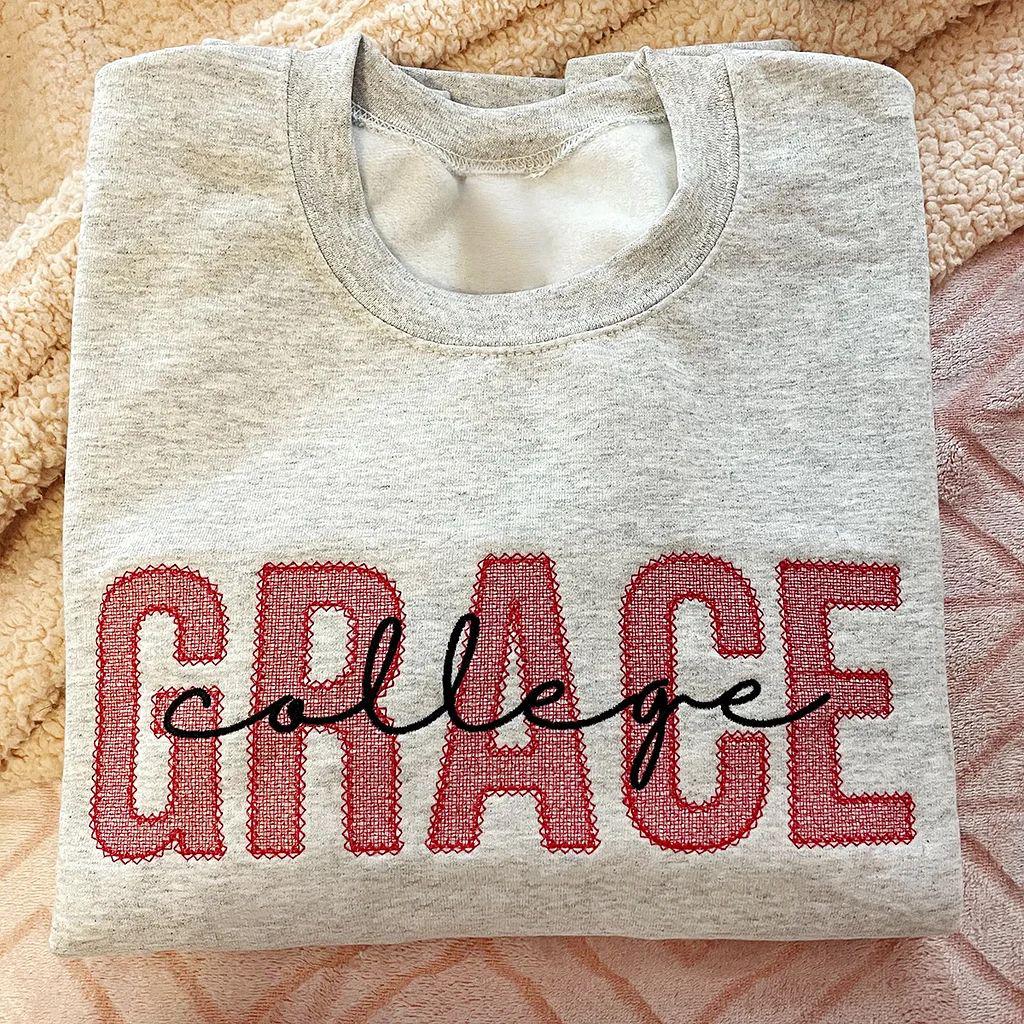 Custom School Team Lace Letter Embroidered Sweatshirt