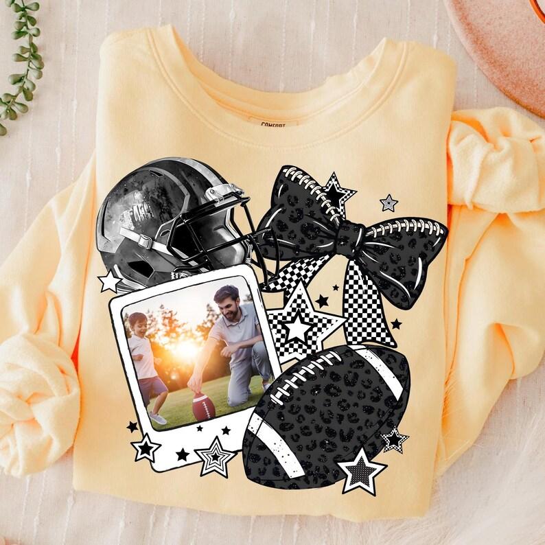 Customized Black And White Campus Football Photo Sweatshirt To Record Wonderful Moments