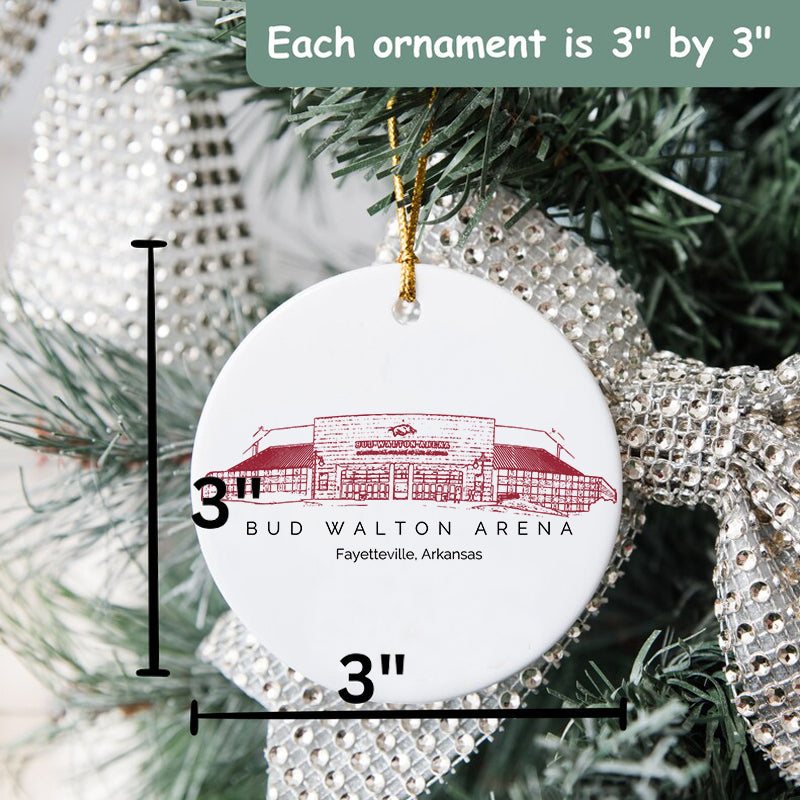 Bud Walton Arena College Football Ceramic Christmas Ornament
