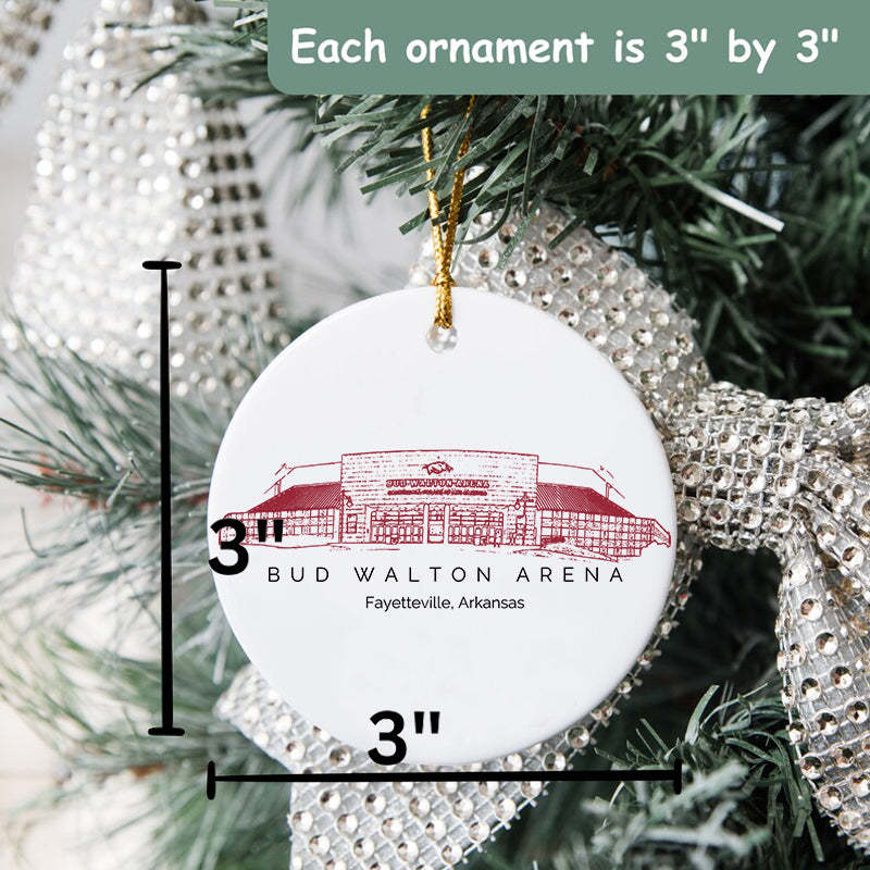 Bud Walton Arena College Football Ceramic Christmas Ornament