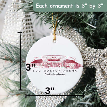 Bud Walton Arena College Football Ceramic Christmas Ornament