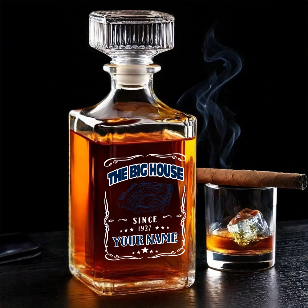 THE BIG HOUSE Stadium-Michigan Wolverines Football Whiskey Bottle Decanter