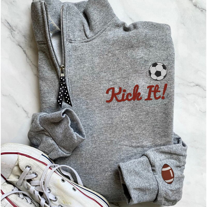 Custom Embroidered Vintage Zipper Hoodie With Sports Icon