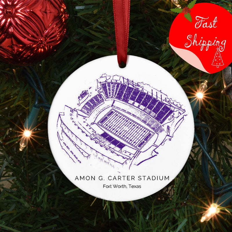 Amon G. Carter Stadium College Football Ceramic Christmas Ornament