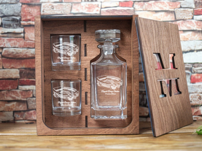 Personalized Football Stadium Whiskey Glass Bottle Set