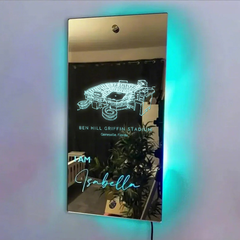 🐊Number One Fan Ben Hill Griffin Stadium Mirror Light-Florida Gators、NCAA