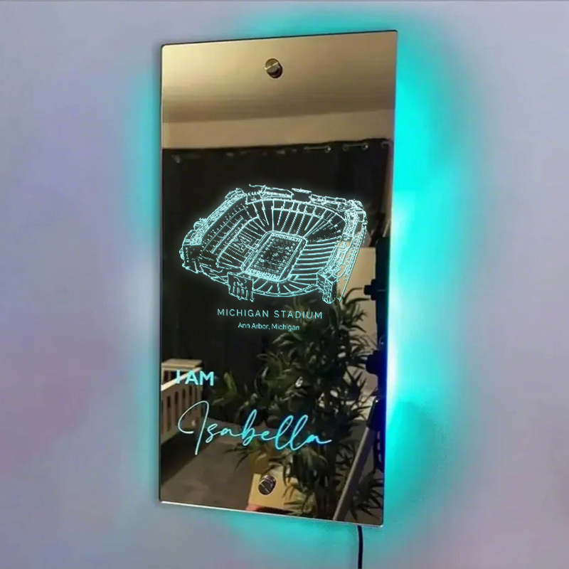 🦁Number One Fan Michigan Stadium Mirror Light- Michigan Wolverines、NCAA