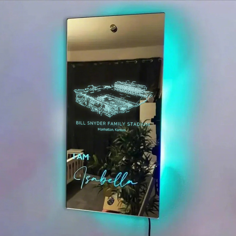 🐾Number One Fan Bill Snyder Family Stadium Mirror Light-Kansas State Wildcats、NCAA