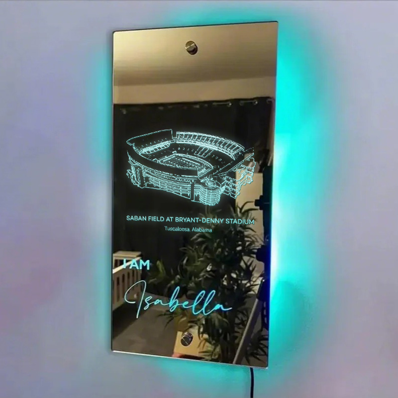 🐘Number One Fan Bryant-Denny Stadium Alabama Mirror Light - Alabama Crimson Tide、NCAA