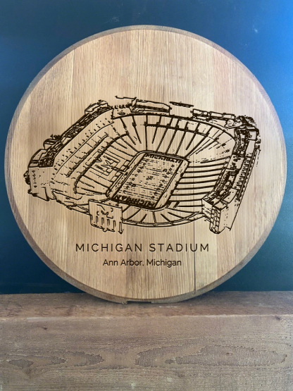 Michigan Stadium Laser-Engraved Barrel Heads