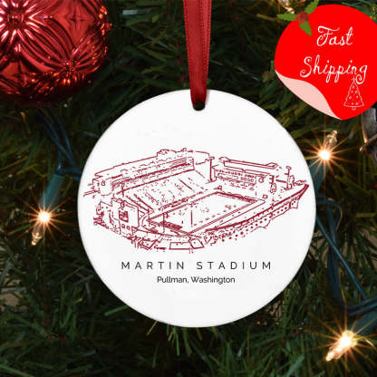 Martin Stadium College Football Ceramic Christmas Ornament