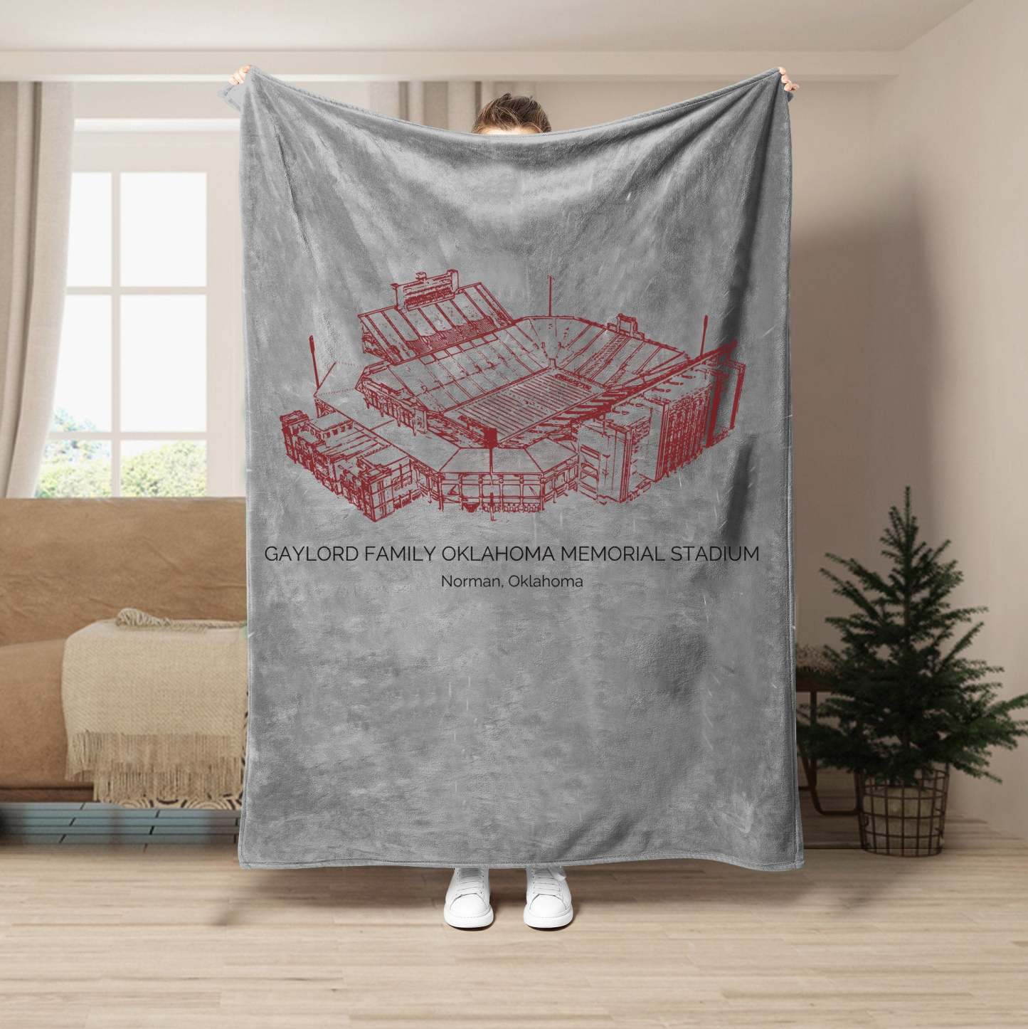 Gaylord Family Oklahoma Memorial Stadium - College Football Blanket