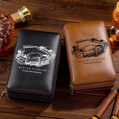 Personalized Beaver Stadium Portable Cigar Humidor Case, The Perfect Christmas Gift For Men's Cigar Lovers.