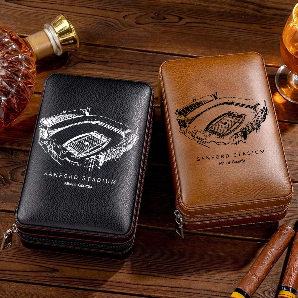 Personalized Sanford Stadium Portable Cigar Humidor Case, The Perfect Christmas Gift For Men's Cigar Lovers.