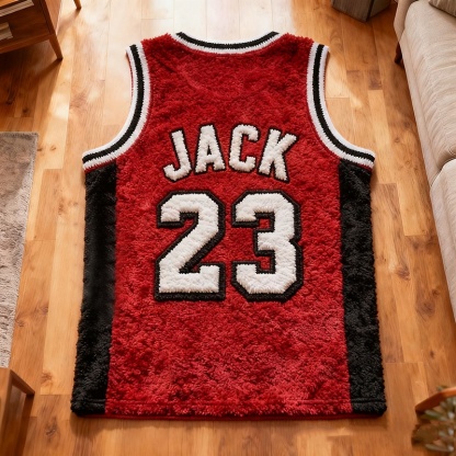 Personalized Basketball Jersey Rug With Custom Name And Number For Fans And Players