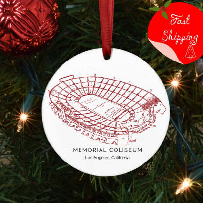Los Angeles Memorial Coliseum College Football Ceramic Christmas Ornament