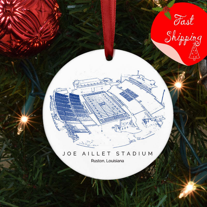 Joe Aillet Stadium College Football Ceramic Christmas Ornament