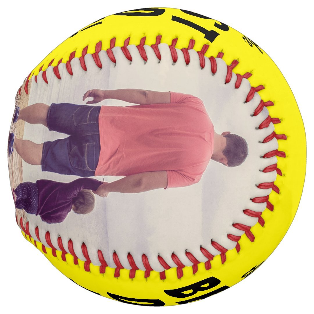 Yellow Best Dad Ever 2 Photo Collage Softball