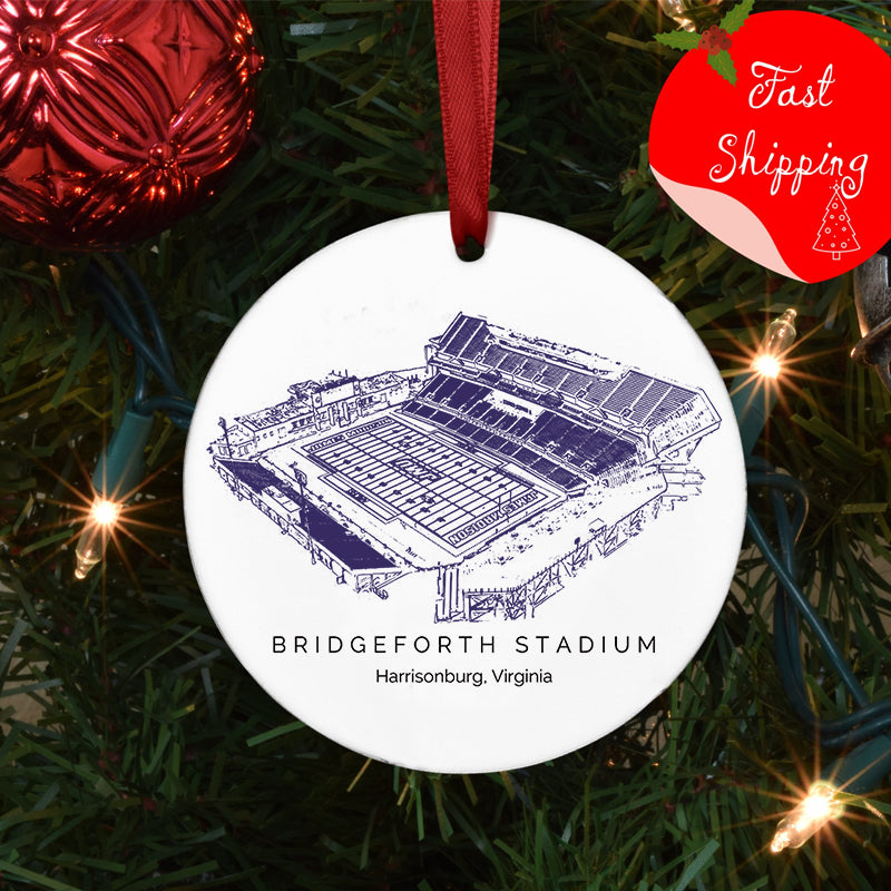 Bridgeforth Stadium College Football Ceramic Christmas Ornament