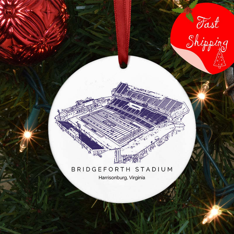 Bridgeforth Stadium College Football Ceramic Christmas Ornament