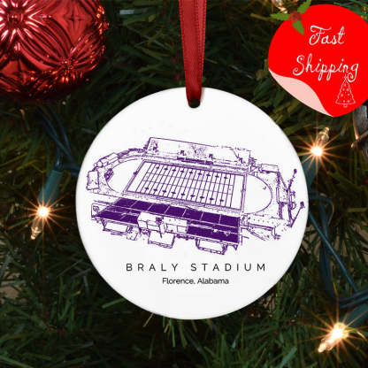 Braly Stadium College Football Ceramic Christmas Ornament
