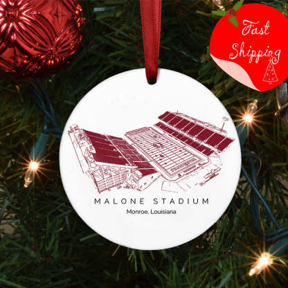 Malone Stadium College Football Ceramic Christmas Ornament