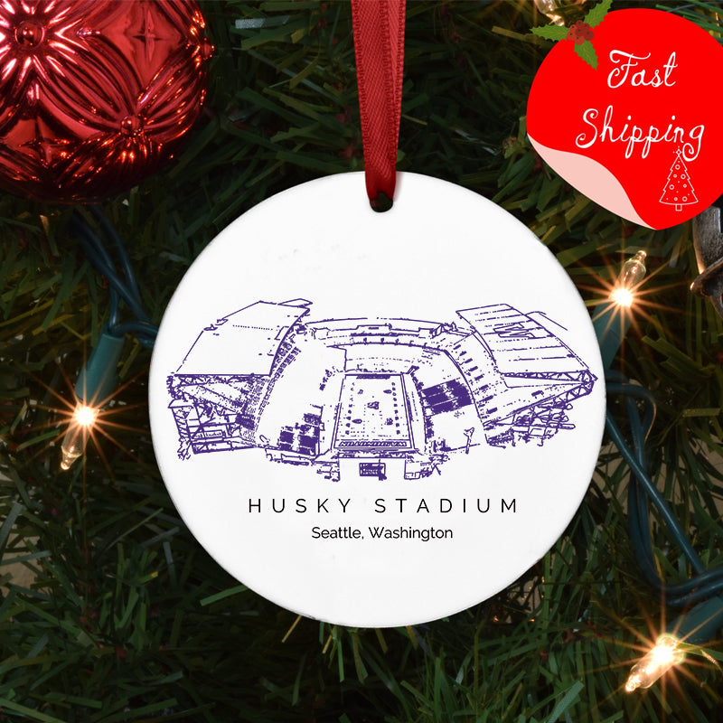 Husky Stadium College Football Ceramic Christmas Ornament