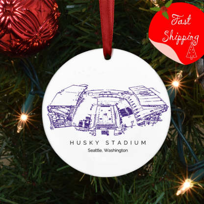 Husky Stadium College Football Ceramic Christmas Ornament