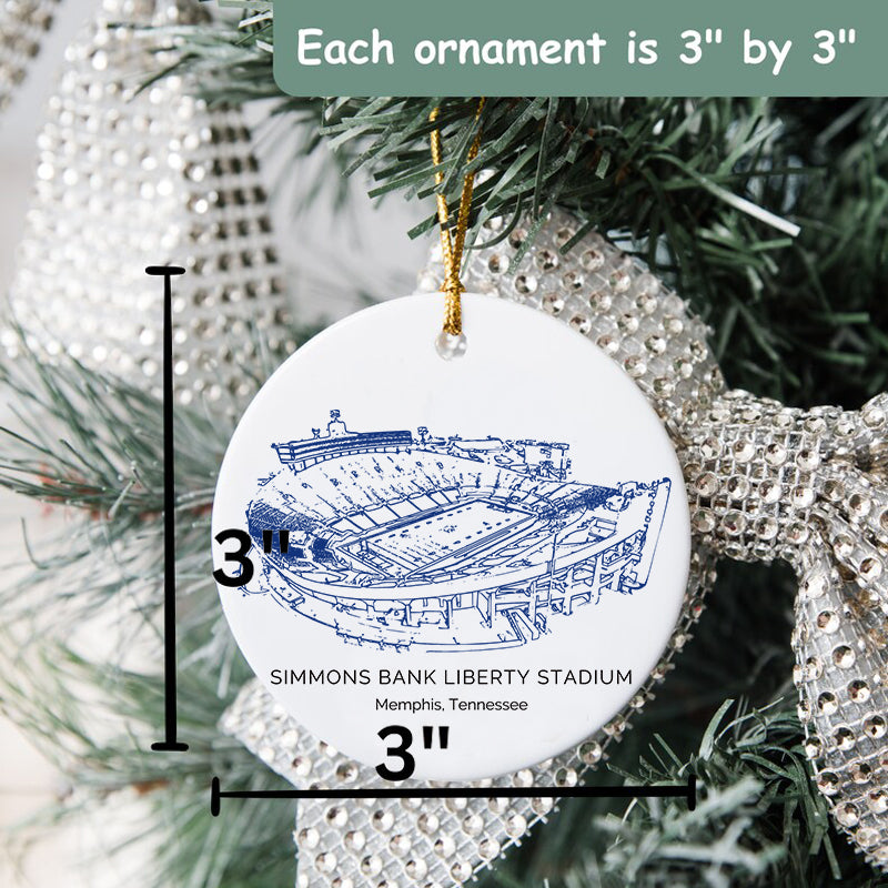 Simmons Bank Liberty Stadium College Football Ceramic Christmas Ornament