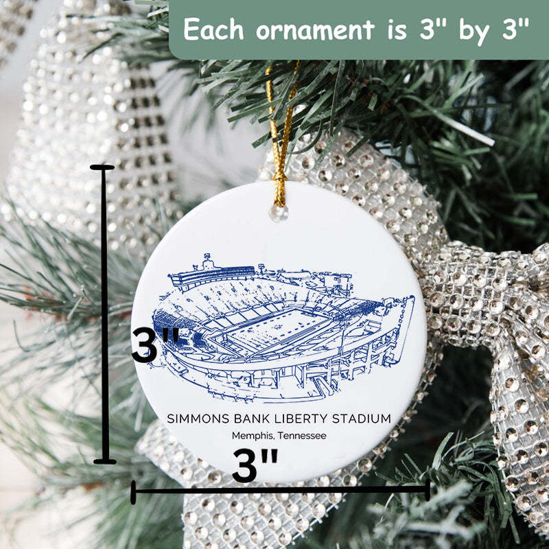 Simmons Bank Liberty Stadium College Football Ceramic Christmas Ornament