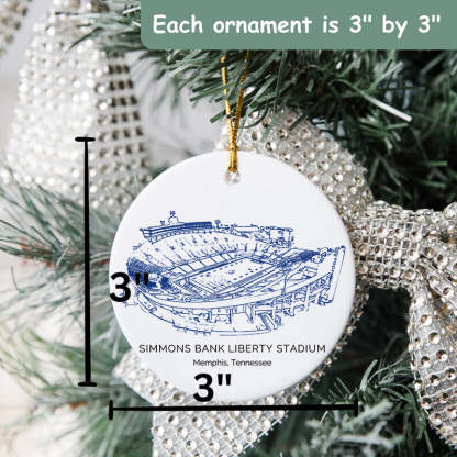 Simmons Bank Liberty Stadium College Football Ceramic Christmas Ornament