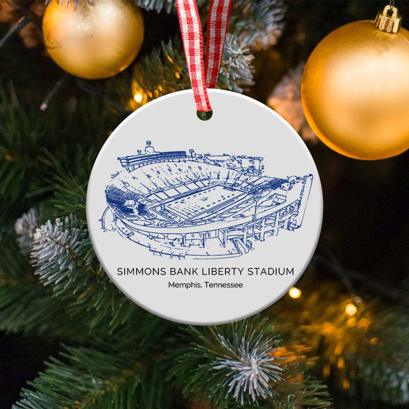 Simmons Bank Liberty Stadium College Football Ceramic Christmas Ornament