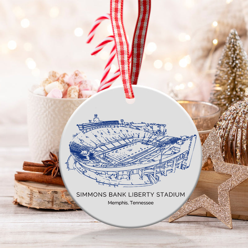 Simmons Bank Liberty Stadium College Football Ceramic Christmas Ornament