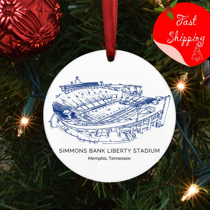 Simmons Bank Liberty Stadium College Football Ceramic Christmas Ornament
