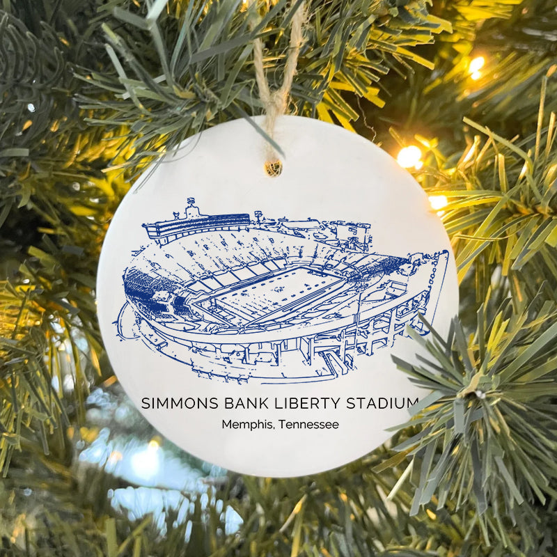 Simmons Bank Liberty Stadium College Football Ceramic Christmas Ornament