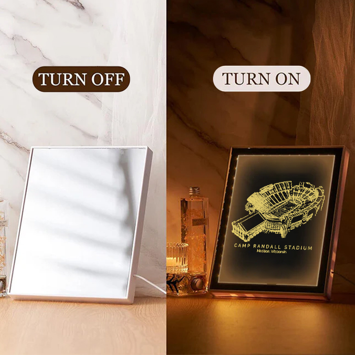 Camp Randall Stadium Art Frame LED Mirror Light