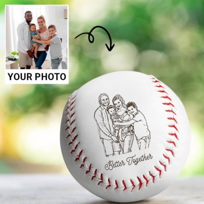 Custom Photo Better Together Family – Custom Engraved Baseball, Unique Gift For Dad, Mom Keepsake