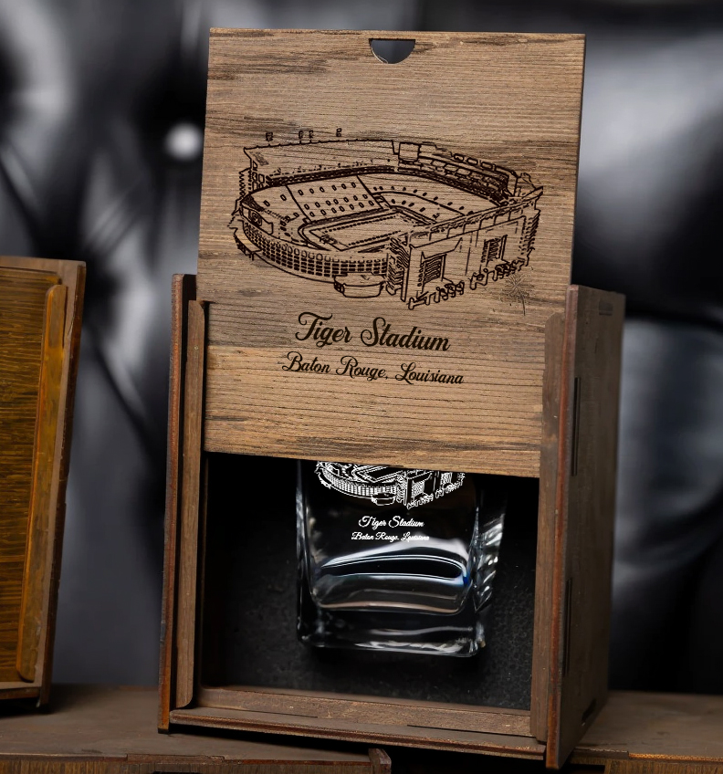 Custom Football Stadium Whiskey Bottle & Glass Box Set
