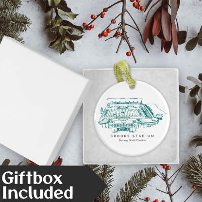 Brooks Stadium College Football Ceramic Christmas Ornament
