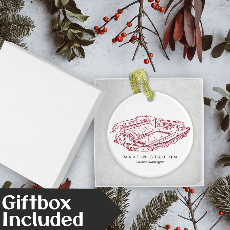 Martin Stadium College Football Ceramic Christmas Ornament