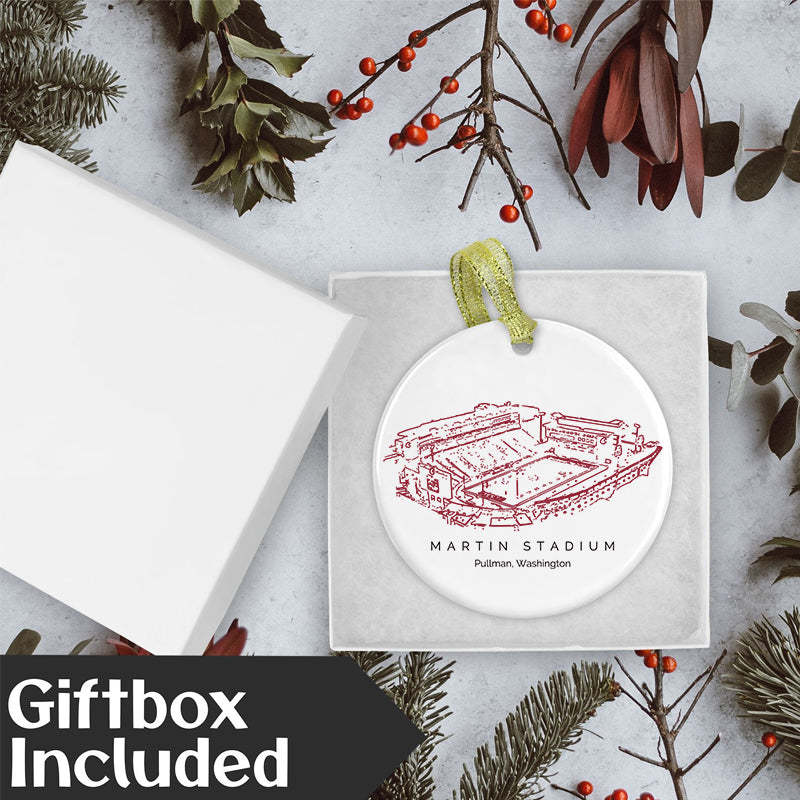 Martin Stadium College Football Ceramic Christmas Ornament