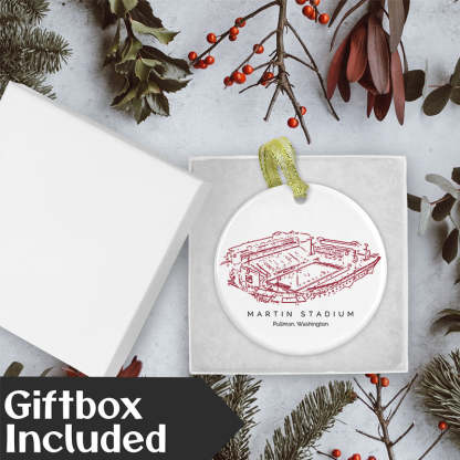 Martin Stadium College Football Ceramic Christmas Ornament